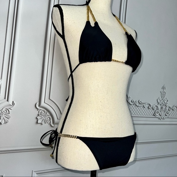 Stella McCartney Black Gold Chain Bikini | Size M Top | Size L Bottoms - Picture 8 of 11